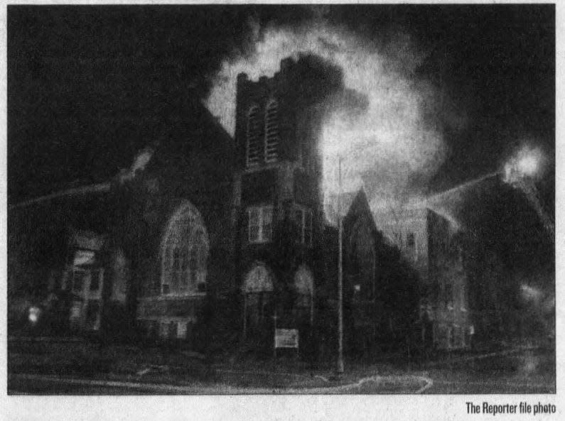 After surviving Fond du Lac's famous 1908 fire, First Presbyterian Church was severely damaged in a 1996 fire.