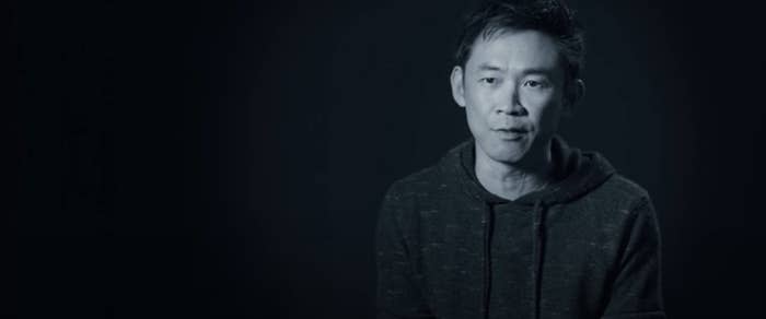 James Wan speaks to the camera in a sit-down interview