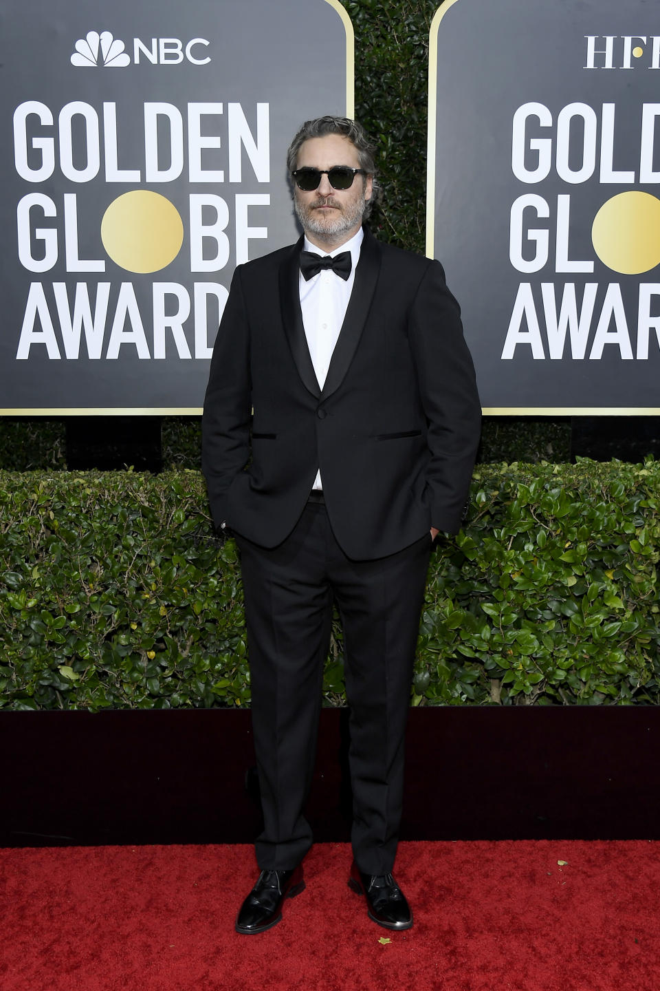BEVERLY HILLS, CALIFORNIA - JANUARY 05: 77th ANNUAL GOLDEN GLOBE AWARDS -- Pictured: Joaquin Phoenix arrives to the 77th Annual Golden Globe Awards held at the Beverly Hilton Hotel on January 5, 2020. -- (Photo by: Kevork Djansezian/NBC/NBCU Photo Bank via Getty Images)