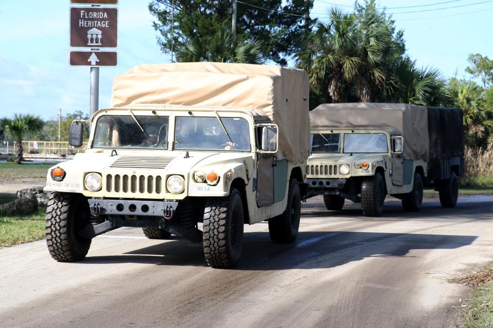 In St. Marks, Fla. on Thursday, Oct. 11, 2018 the Florida National Guard arrives to assist the community after Hurricane Michael tears through the panhandle.