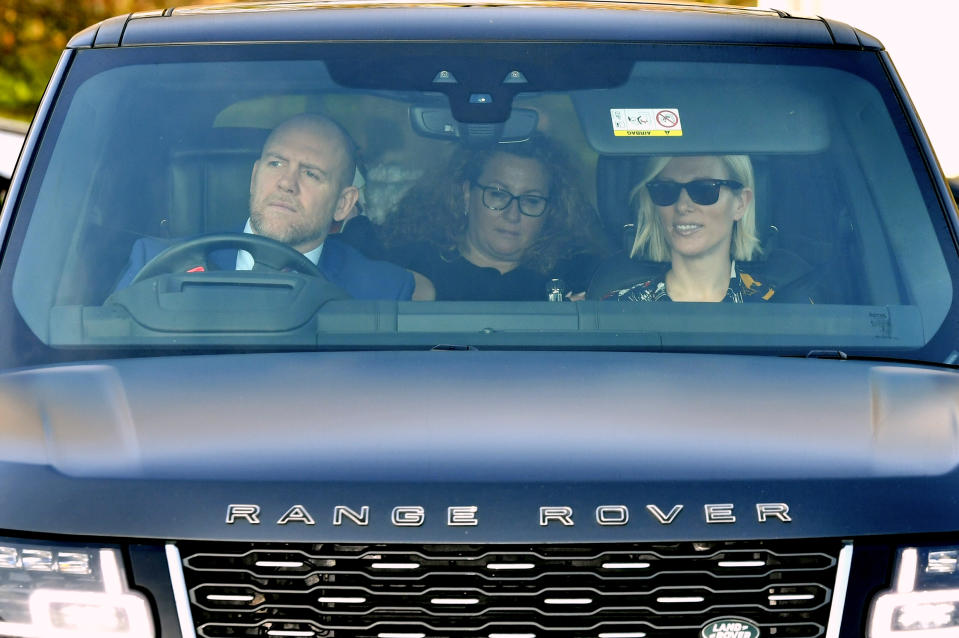 Mike Tindall and Zara Tindall arriving for the Queen's Christmas lunch at Buckingham Palace, London.