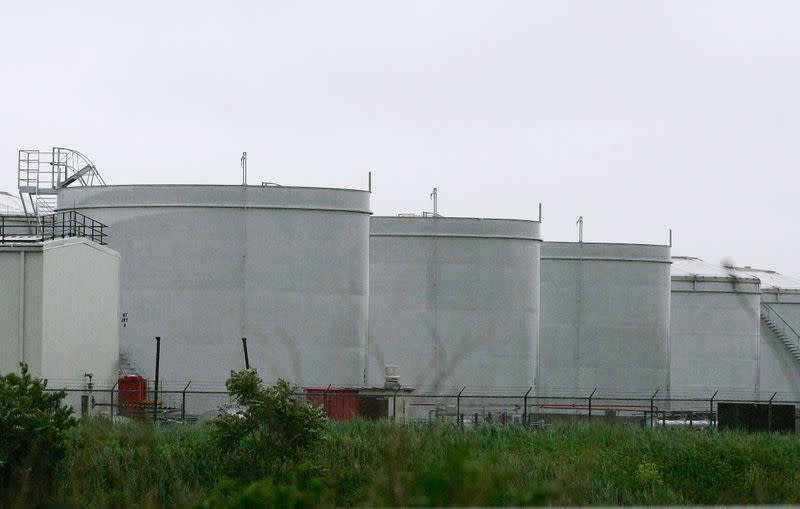 Jet fuel tanks are seen outside JFK International Airport in New York