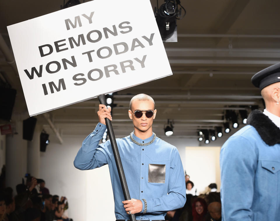 The Pyer Moss Fall 2016 show drew attention to the topic of mental health. (Photo: Ilya S. Savenok/Getty Images)