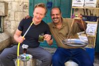 <p>Smoking #hookah and making friends in the West Bank. #Bethlehem #Palestine (Photo: Conan O’Brien via Twitter) </p>