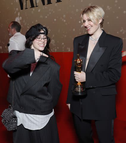 <p>Stefanie Keenan/VF24/WireImage for Vanity Fair </p> Billie Eilish and Greta Gerwig