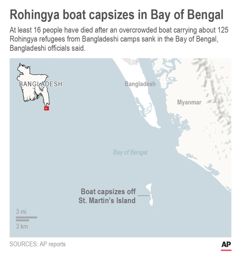 Map shows Bay of Bengal where boat carrying Rohingya refugees from Bangladesh heading to Myanmar capsized; 2c x 3 1/2 inches; 96.3 mm x 88 mm;