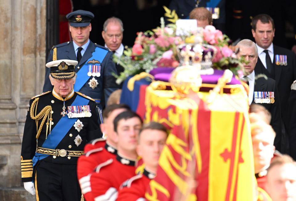 Prince William, King Charles during Queen Elizabeth II's funeral