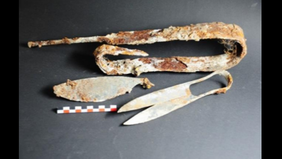 Archaeologists said they are not sure why the sword was folded in the grave.