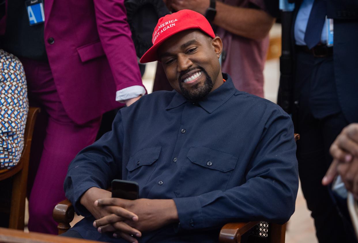 Kanye West during his meeting with President Donald Trump in the Oval Office of the White House on Oct. 11, 2018. (Photo: Saul Loeb/AFP/Getty Images)