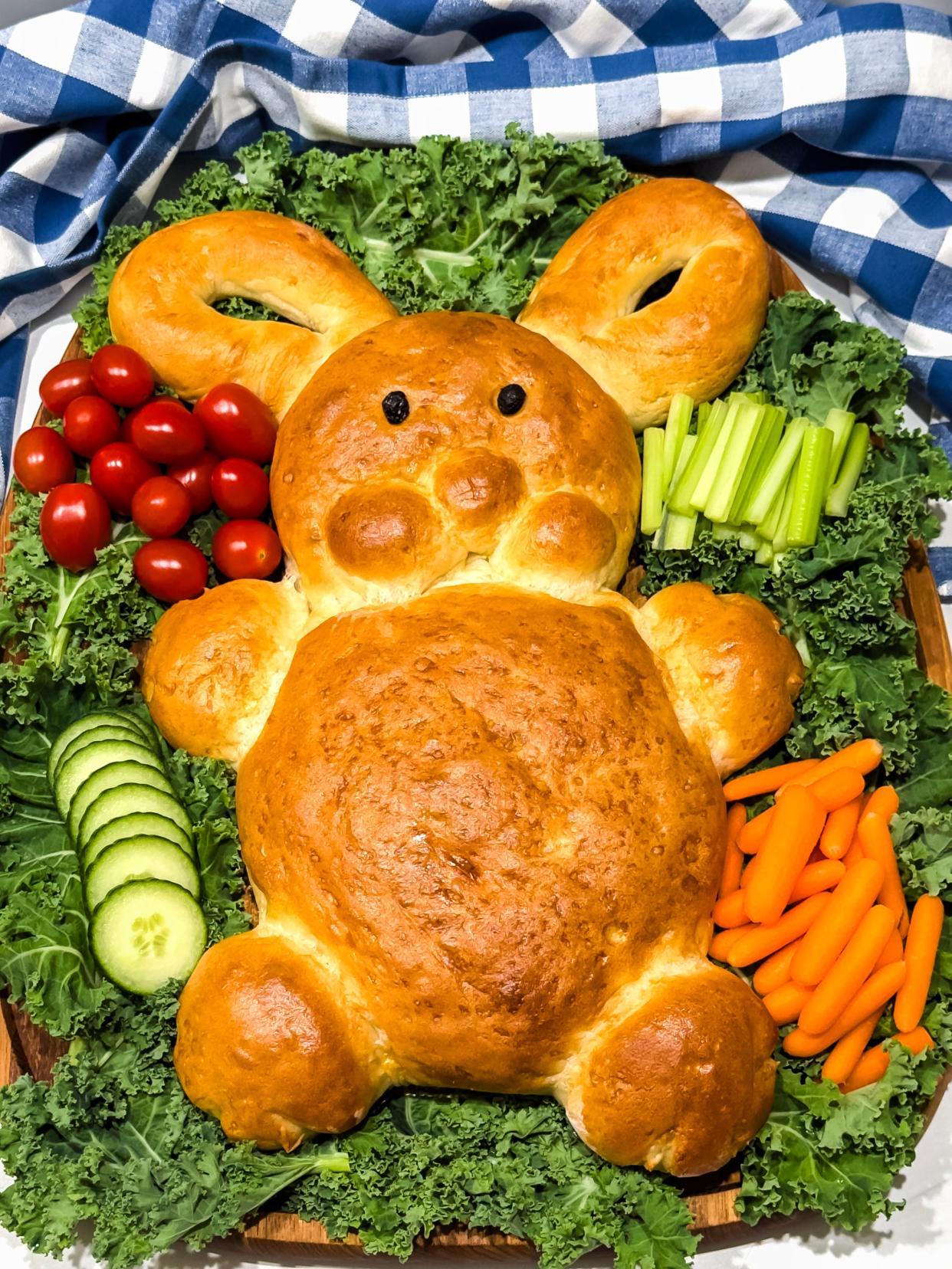 Easter Bunny-shaped French Bread is a unique and eye-catching centerpiece that adds a special touch to your Easter feast.