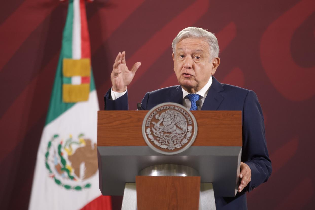 AMLO durante una conferencia matutina del pasado 24 de marzo. (Julian Lopez/ Eyepix Group/Future Publishing via Getty Images)