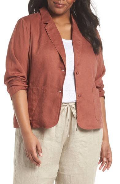 Get it <a href="https://shop.nordstrom.com/s/eileen-fisher-organic-linen-blazer-plus-size/4933685?origin=keywordsearch-personalizedsort&amp;fashioncolor=RUSSET" target="_blank">here</a>, $218.