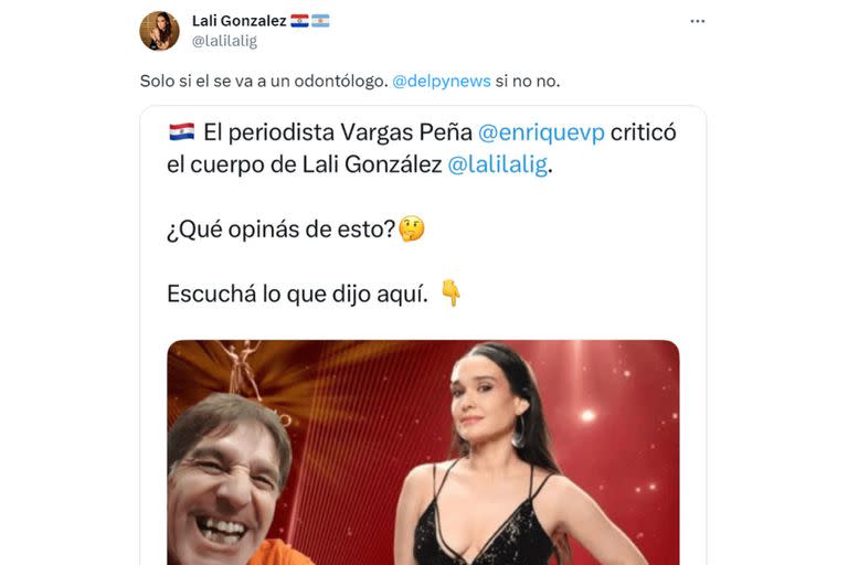 La respuesta de Lali González al periodista paraguayo que la criticó por su cuerpo