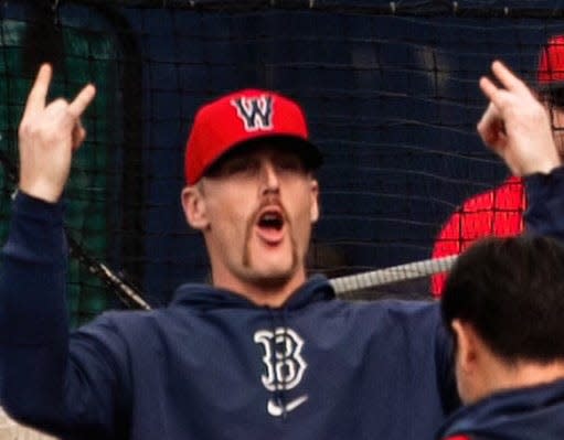 Pitcher Cam Booser rocks some facial hair during the WooSox' 6-2 win over the Durham Bulls on Wednesday.