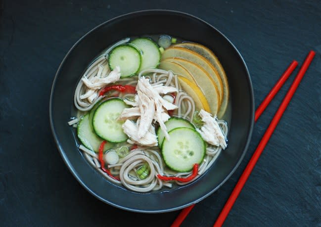 Chilled Cucumber Soup with Soba Noodles
