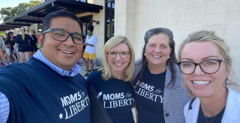 Mary Lowe with members from the Tarrant County chapter of Moms for Liberty. (Courtesy of Mary Lowe)