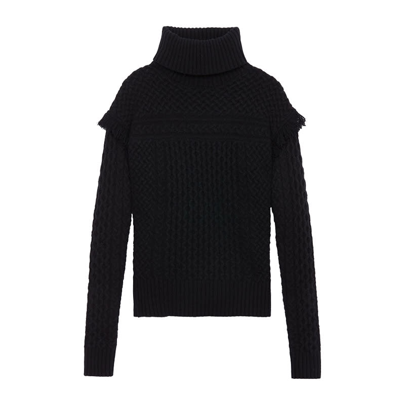 <a rel="nofollow noopener" href="https://shoprachelzoe.com/shop/ready-to-wear/tops/aribella-turtleneck-sweater/?attribute_pa_color=blk" target="_blank" data-ylk="slk:Aribella Turtleneck Sweater, Rachel Zoe Collection, $595;elm:context_link;itc:0;sec:content-canvas" class="link ">Aribella Turtleneck Sweater, Rachel Zoe Collection, $595</a>