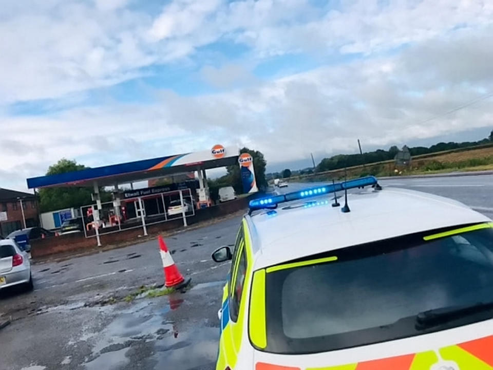 Police found long queues of cars that had been attempting to enter a petrol station near Burnaston, Derbyshire for three hours despite it being closed.  