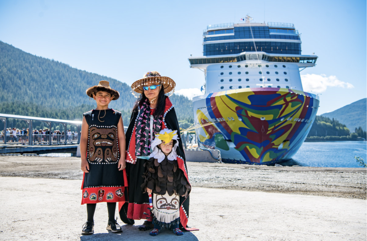 A Norwegian Cruise Line ship docks at Icy Strait Point, a dock owned by Huna Totem Corporation. (Courtesy photo)