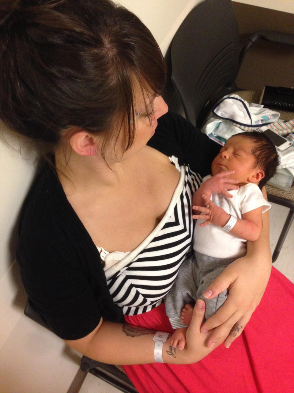 The author holding her firstborn son before leaving the hospital. (Courtesy Danielle Campoamor)