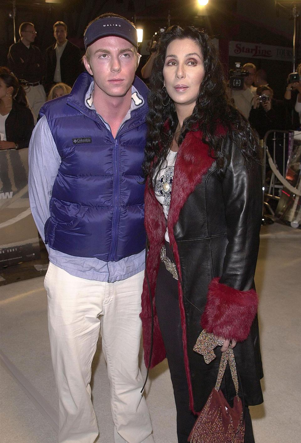Cher and Elijah Blue at the premiere of the film "Blow" on March 29, 2001 at the Mann's Chinese Theatre in Hollywood, Calif.