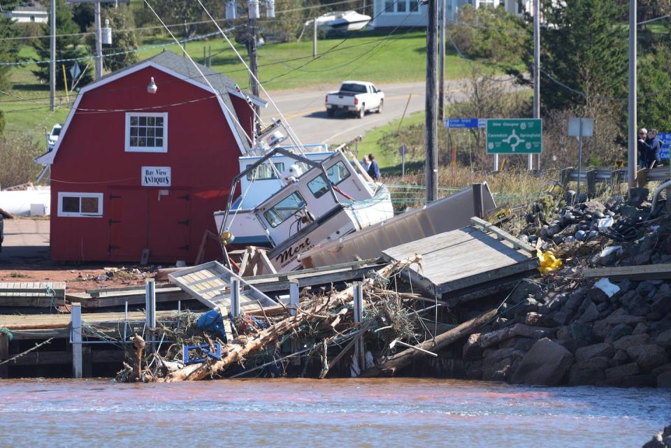 Damage from post-tropical storm Fiona at the wharf is seen at Stanley Bridge, P.E.I. in September 2022. THE CANADIAN PRESS/Brian McInnis