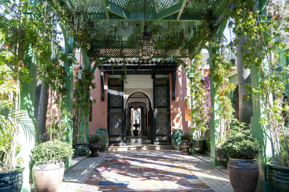 View of a terrace at La Mamounia Hotel in Marrakech.  (Nicole Rivelli / Netflix)