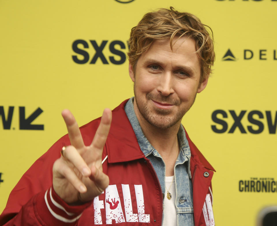 Ryan Gosling arrives for the world premiere of "The Fall Guy" at the Paramount Theatre during the South by Southwest Film Festival on Tuesday, March 12, 2024, in Austin, Texas. (Photo by Jack Plunkett/Invision/AP)