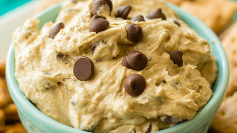 Cookie dough dip in bowl