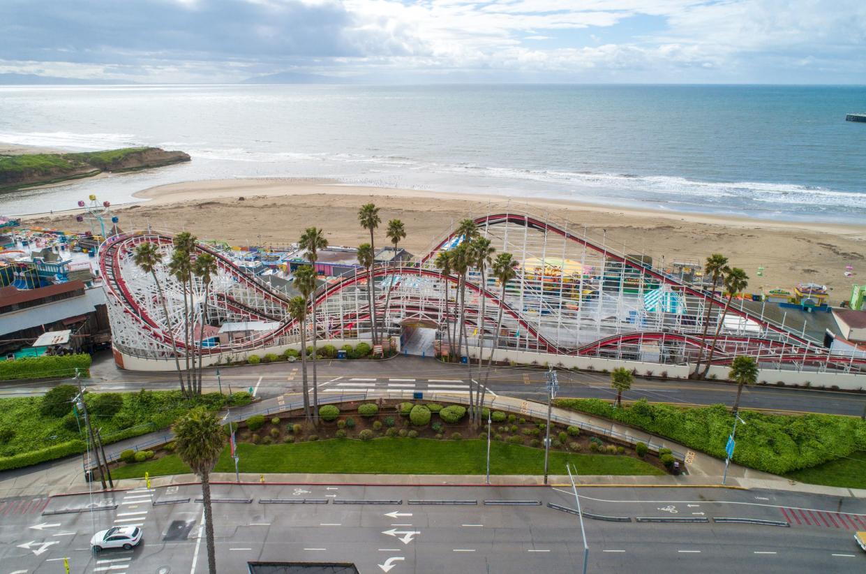 Santa Cruz Beach Boardwalk’s vintage rides and 1911 Looff Carousel and the Giant Dipper roller coaster