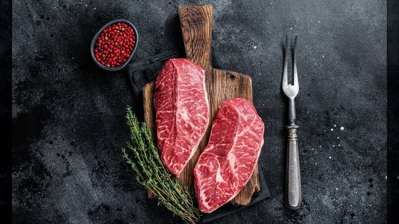 Flat Iron Steaks on a cutting board