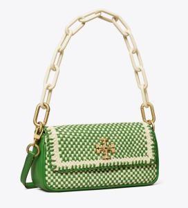 Tory Burch Kira Chevron Woven Small Flap Shoulder Bag (Basil) Handbags -  Yahoo Shopping