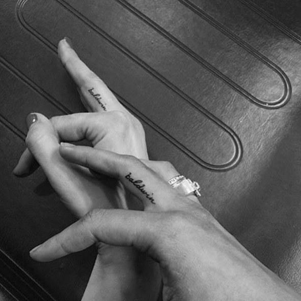 Hailey Baldwin's Tiny "Baldwin" Tattoo