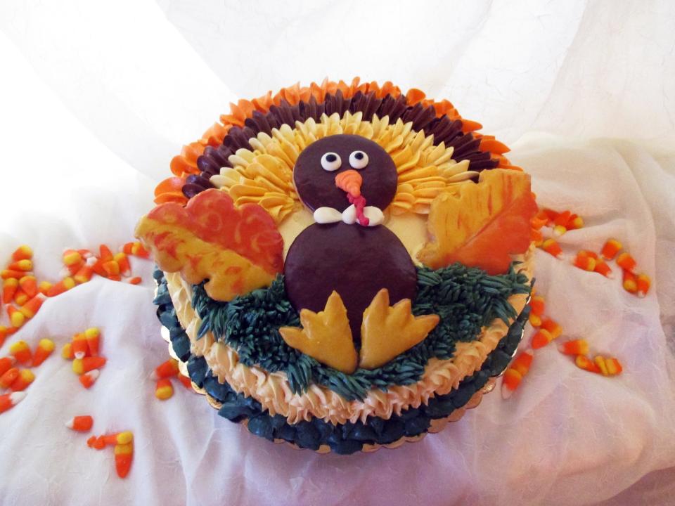 Goodie-licious Custom Baking’s Thanksgiving treat is definitely a turkey of a pumpkin cake.