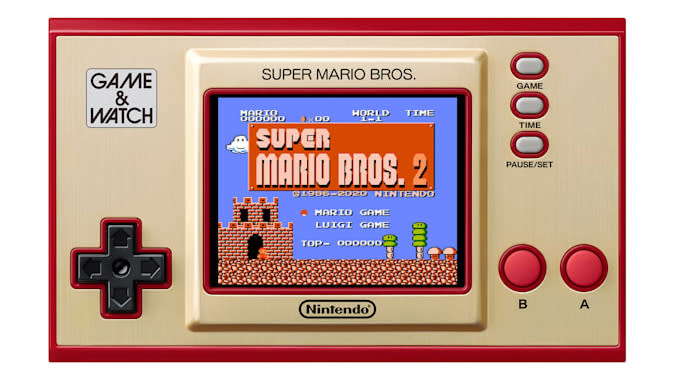 Super Mario Bros. Game & Watch with 'Super Mario Bros. 2' on the screen.
