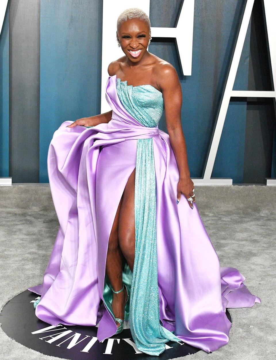 Before she goes home, Cynthia Erivo (at the <em>Vanity Fair </em>afterparty) goes big one more time.