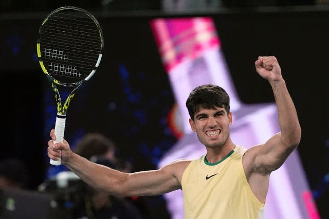 Carlos Alcaraz celebrates his fourth-round win