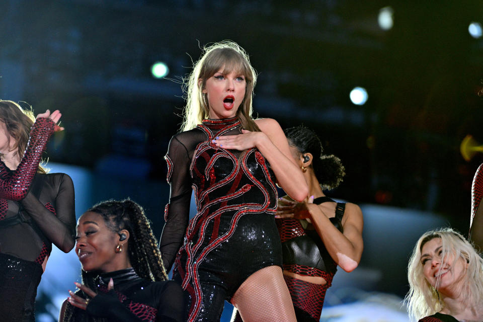 Taylor Swift performs onstage during night two of Taylor Swift | The Eras Tour at GEHA Field at Arrowhead Stadium on July 08, 2023 in Kansas City, Missouri. (Photo by Fernando Leon/TAS23/Getty Images for TAS Rights Management)