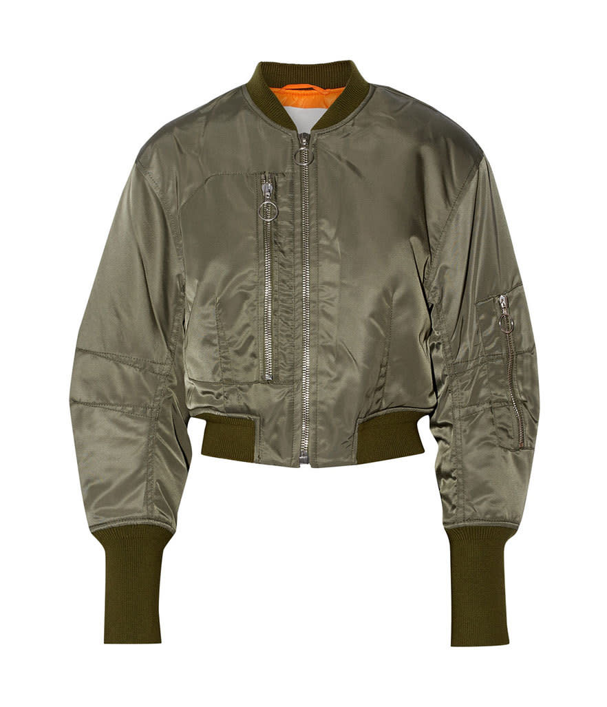 <p>3.1 Phillip Lim Cropped Shell Flight Jacket, $725, <a href="http://www.net-a-porter.com/us/en/product/604553/31_Phillip_Lim/cropped-shell-flight-jacket" rel="nofollow noopener" target="_blank" data-ylk="slk:net-a-porter.com;elm:context_link;itc:0;sec:content-canvas" class="link ">net-a-porter.com</a><br><br></p>