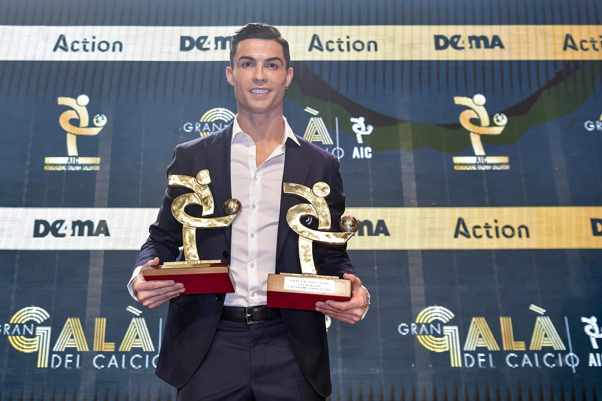 Cristiano Ronaldo was in Milan accepting the Serie A player of the year award while the Ballon d'Or ceremony was taking place in Paris. (Photo by Daniele Badolato - Juventus FC/Juventus FC via Getty Images)