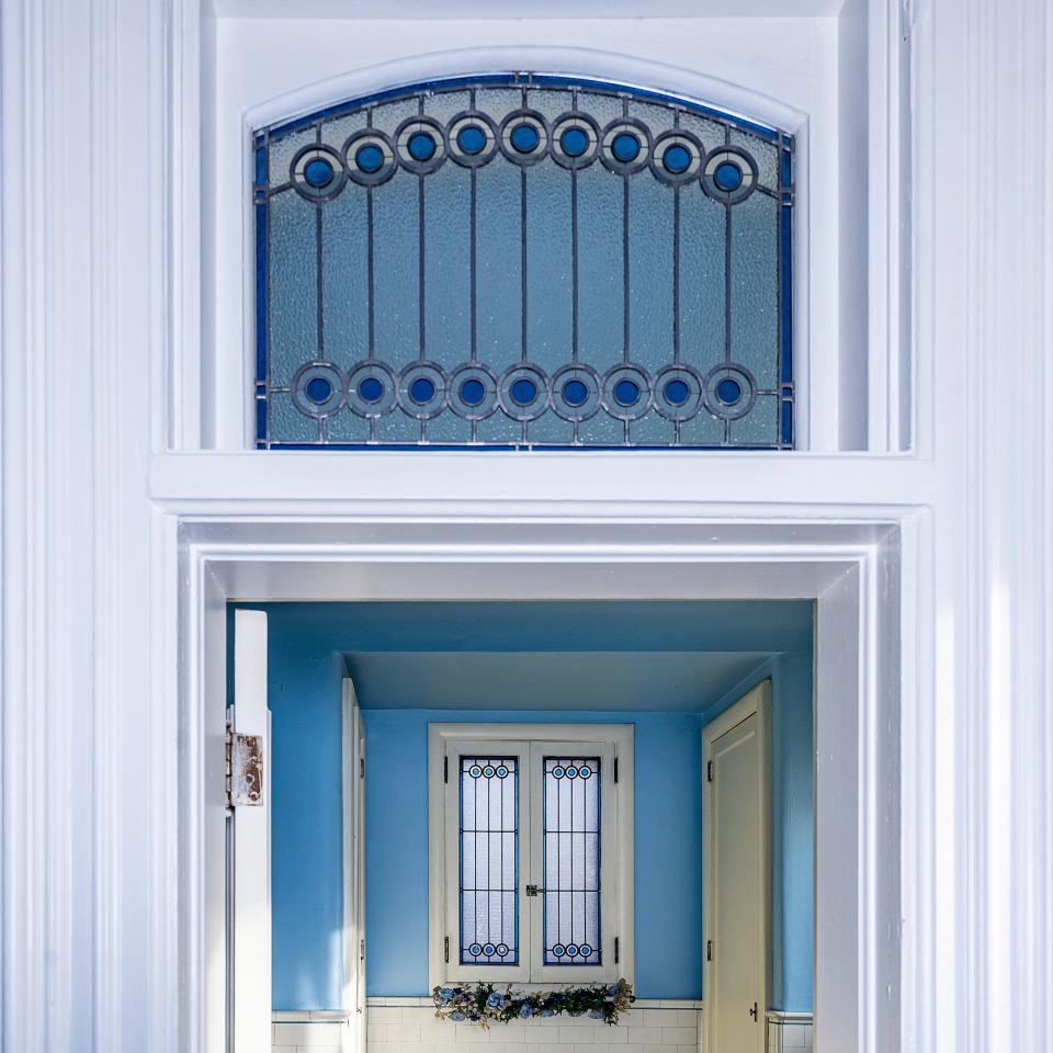 Ron Raasch, owner of Two Hands Restoration, added a transom window above a first-floor bathroom door at the Andrew Frame House in Waukesha, pictured on December 8, 2023.