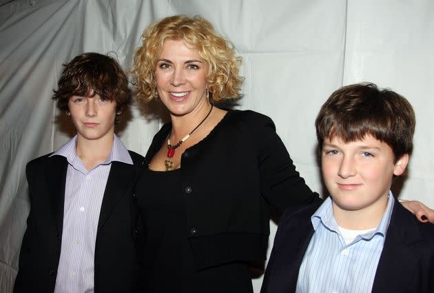 Natasha Richardson and her sons, Micheal Richardson (L) and Daniel Neeson (R), attend the 