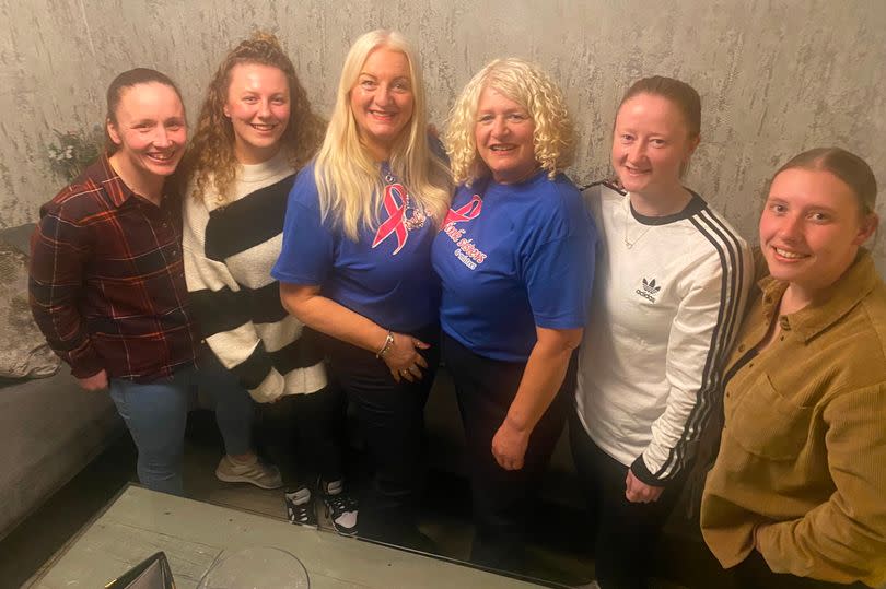 Pink Sisters members (L-R): Rebecca Spencer, Gemma Brough, Jackie Mackenzie, Janet Stanway, Lucy Antcliffe and Natasha Whitehurst have completed their Pinks 2 Prestatyn 80 mile walk for charity