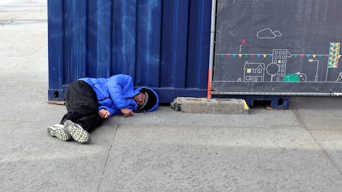 <span class="caption">Rising levels of homelessness and rent arrears in council housing show how deeply austerity measures have harmed society.</span> <span class="attribution"><a class="link " href="https://www.shutterstock.com/image-photo/london-uk-mar-27-2021-man-2126227877" rel="nofollow noopener" target="_blank" data-ylk="slk:Devis M | Shutterstock;elm:context_link;itc:0;sec:content-canvas">Devis M | Shutterstock</a></span>