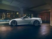 <p>Like the hardtop LC, the topless convertible has a rakish stance and voluptuous body contours.</p>