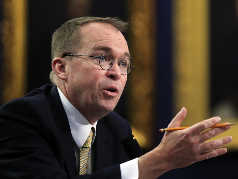 Office of Management and Budget Director Mick Mulvaney on Capitol Hill in Washington on April 18, 2018. (Photo: Manuel Balce Ceneta/AP)