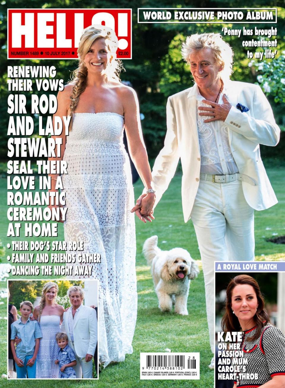 The front cover of Hello! featuring Sir Rod Stewart's wedding (Hello)