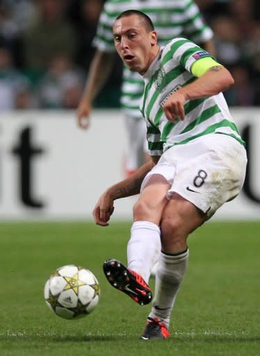 Celtic captain Scott Brown during their Champions League match against Benfica on September 19. The Scotland international has had a stop-start campaign due to a hip injury which has seen him sidelined for most league games so far