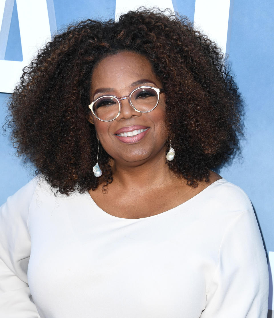 Oprah Winfrey smiles at the "David Makes Man" premiere on August 06, 2019