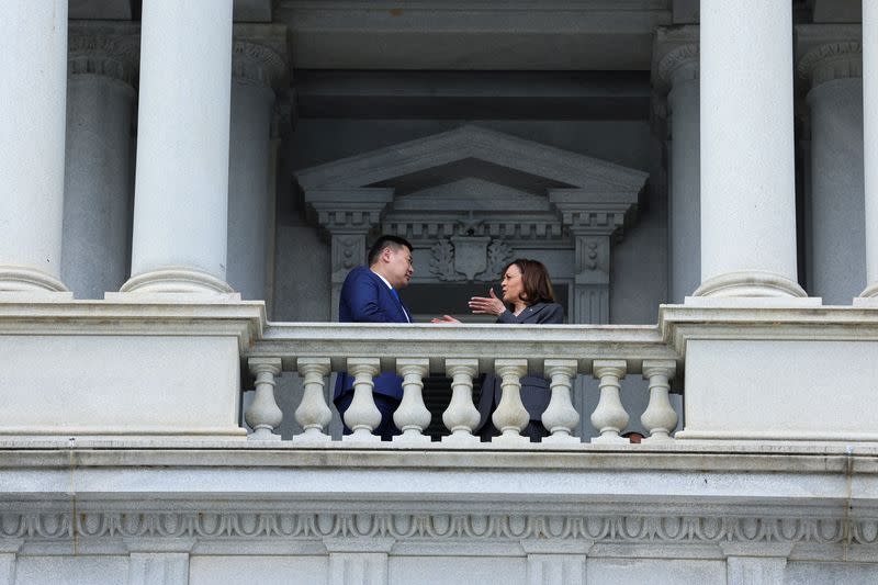 U.S. VP Kamala Harris meets with Mongolia's Prime Minister Oyun-Erdene Luvsannamsrai in Washington